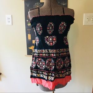 Tube Tunic Top Bow Back Tie & Festival Pattern EUC